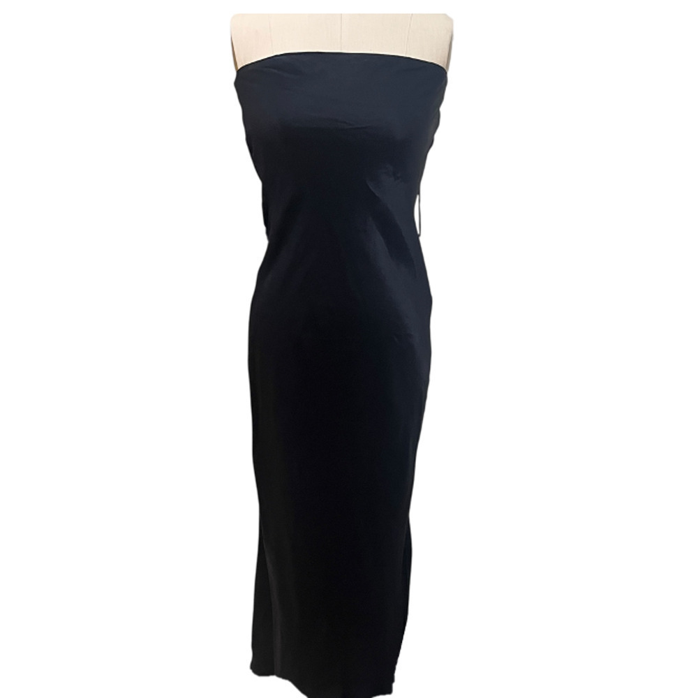 NWT Anthropologie The Tilda Satin Slip Dress Black Strapless Sz XS - Picture 4 of 11